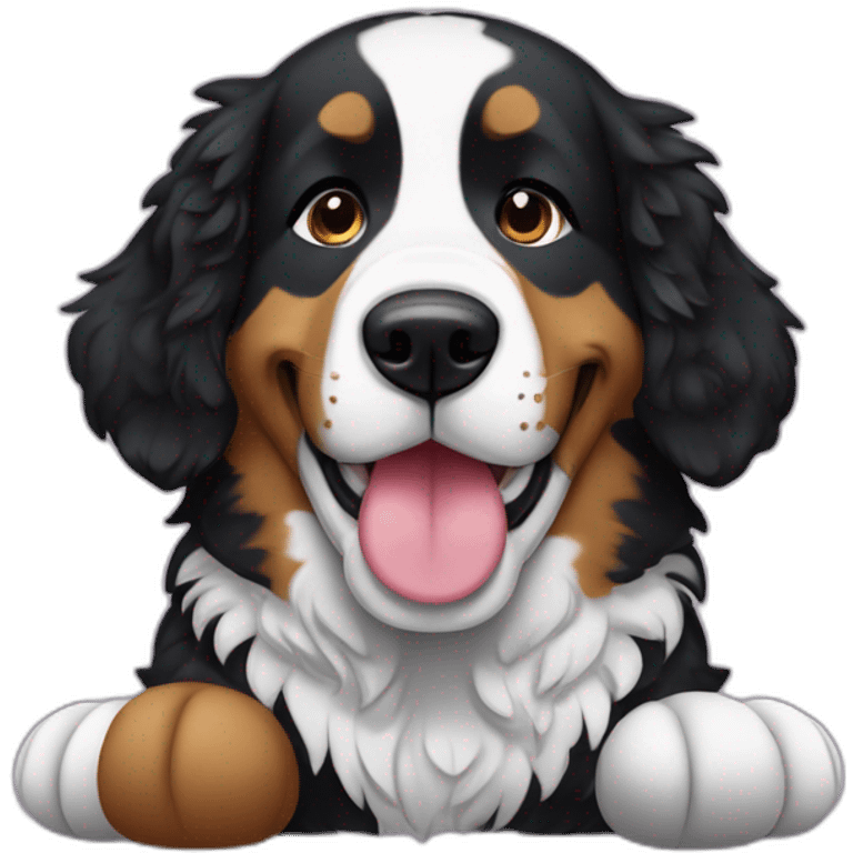 Berner sennen dog holding a plushie in his mouth emoji