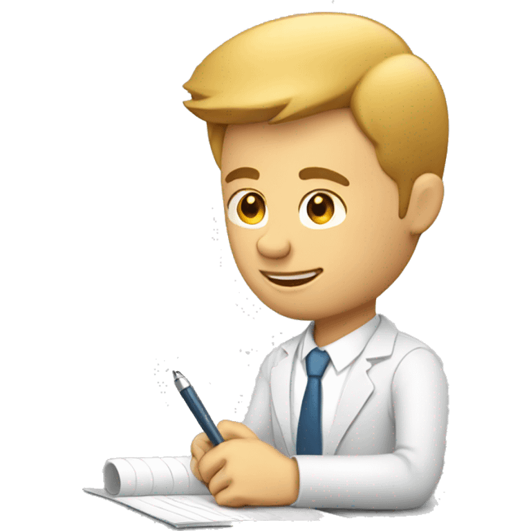 white Sales man writing an offer emoji