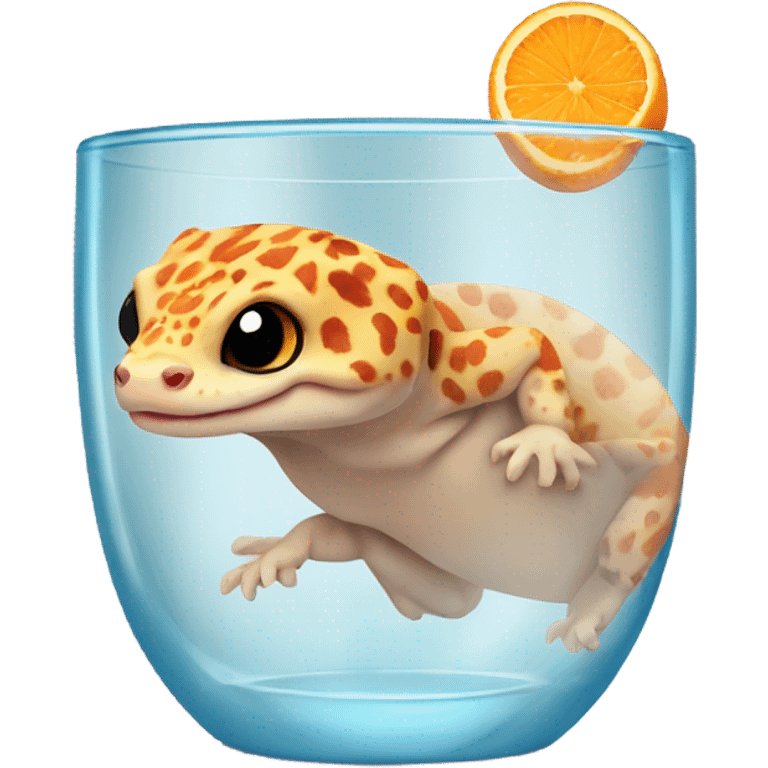 orange leopard gecko in a glass cup emoji