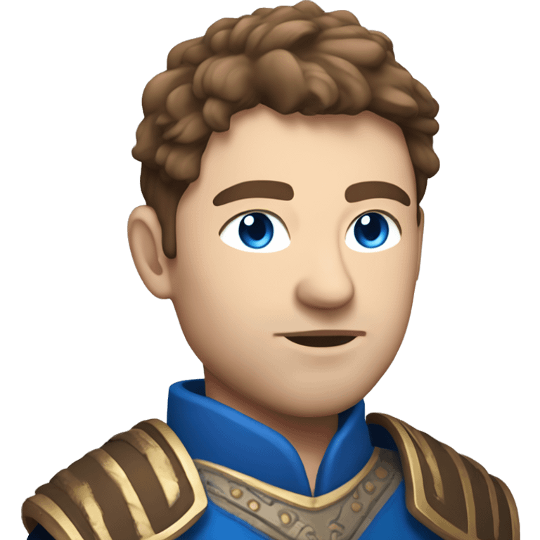 British white male with brown hair and blue eyes wearing a Mongolian warrior outfit emoji