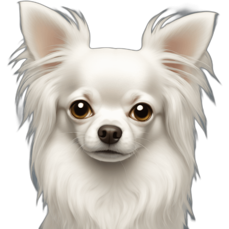 Longhair white chihuahua that doesn’t want to go outside emoji