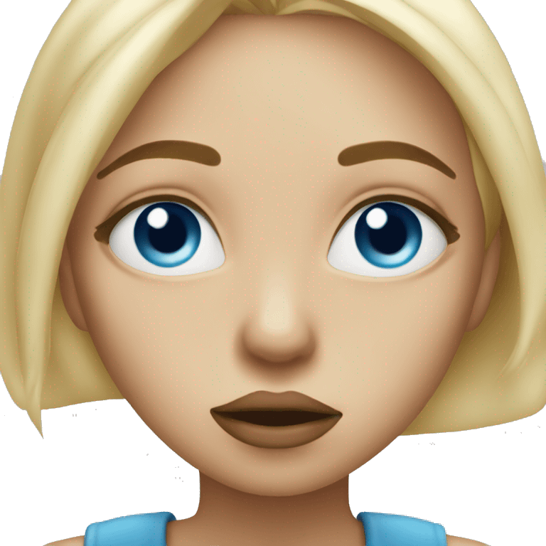 blonde girl blue eye blowing a kiss emoji