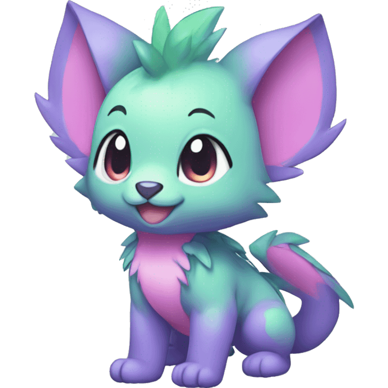 Cute cool green blue purple pink animal hybrid Fakemon full body emoji