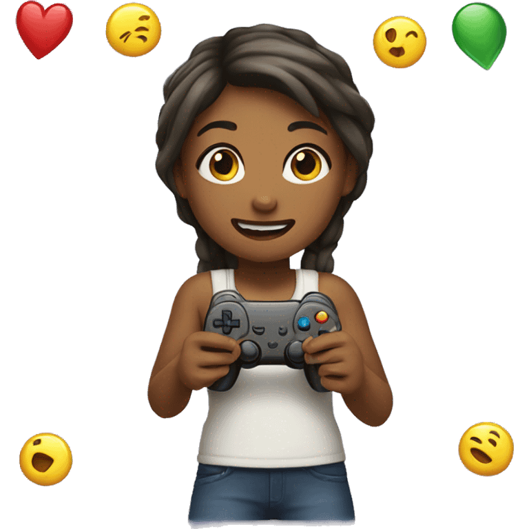 Girl playing video game emoji