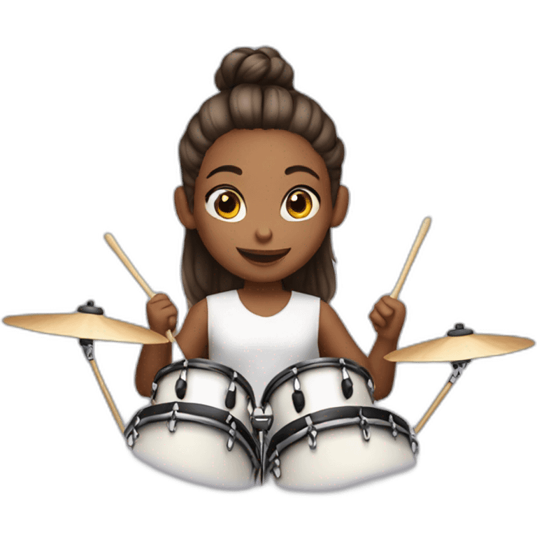 One hair bun girl playing drums emoji