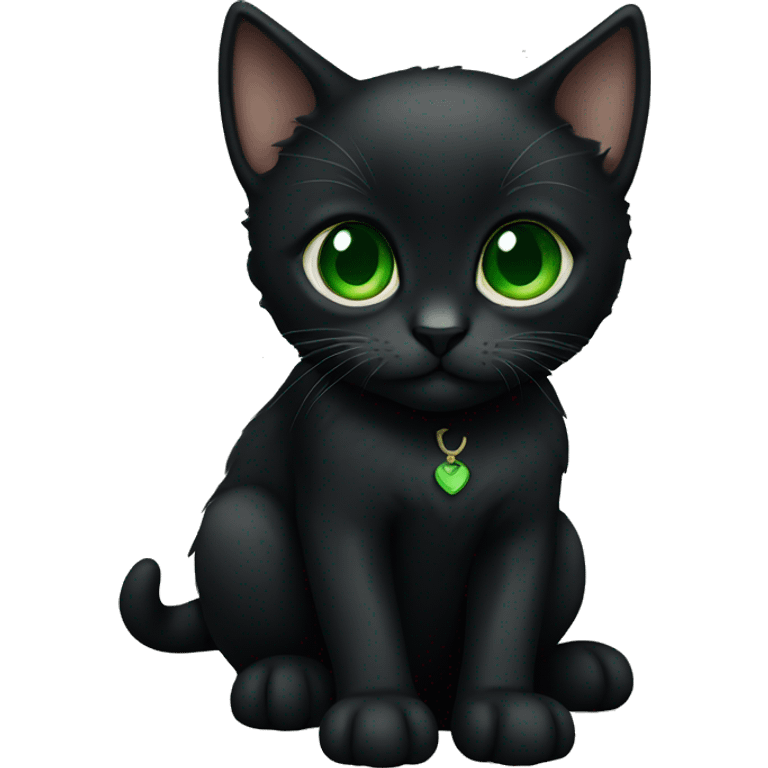 black kitten with green eyes emoji