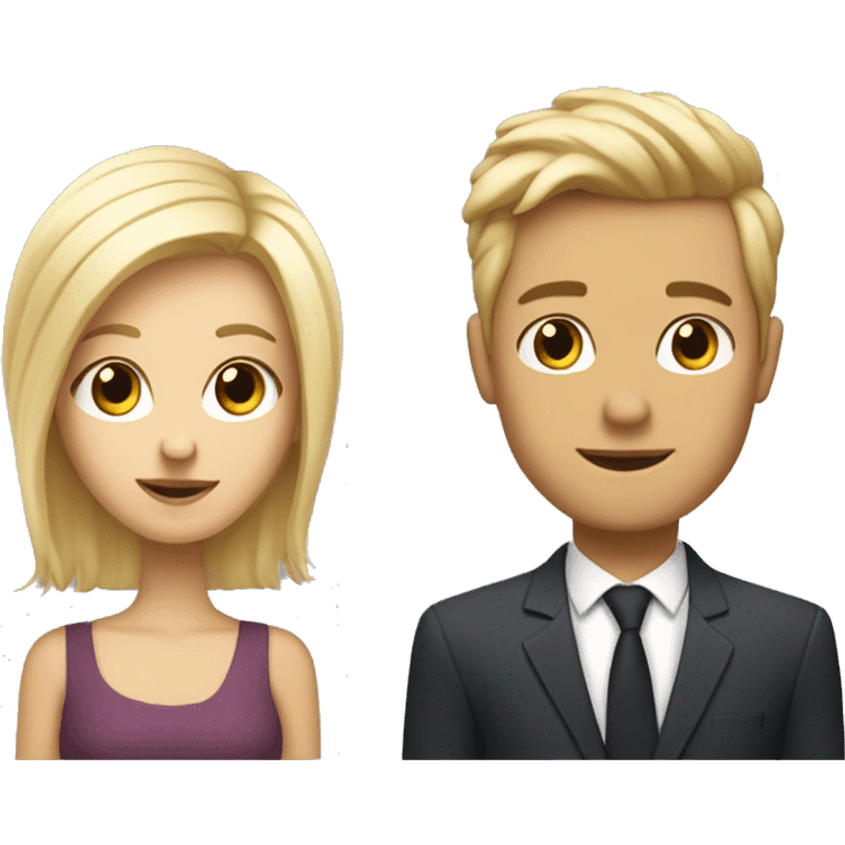 Un couple : un fille blonde et un garçon blond avec les cheveux courts emoji