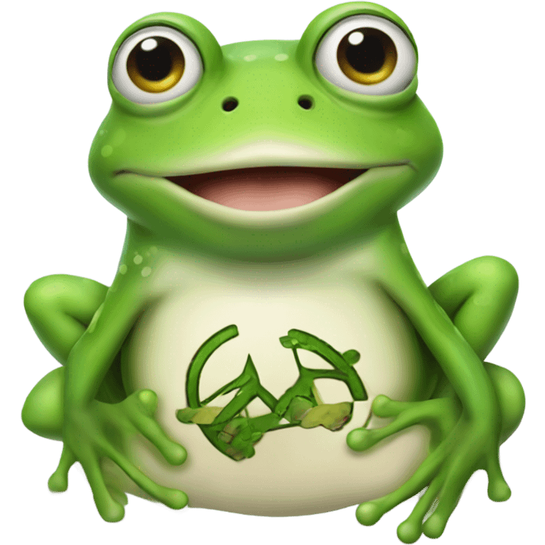 frog posing with two peace si emoji