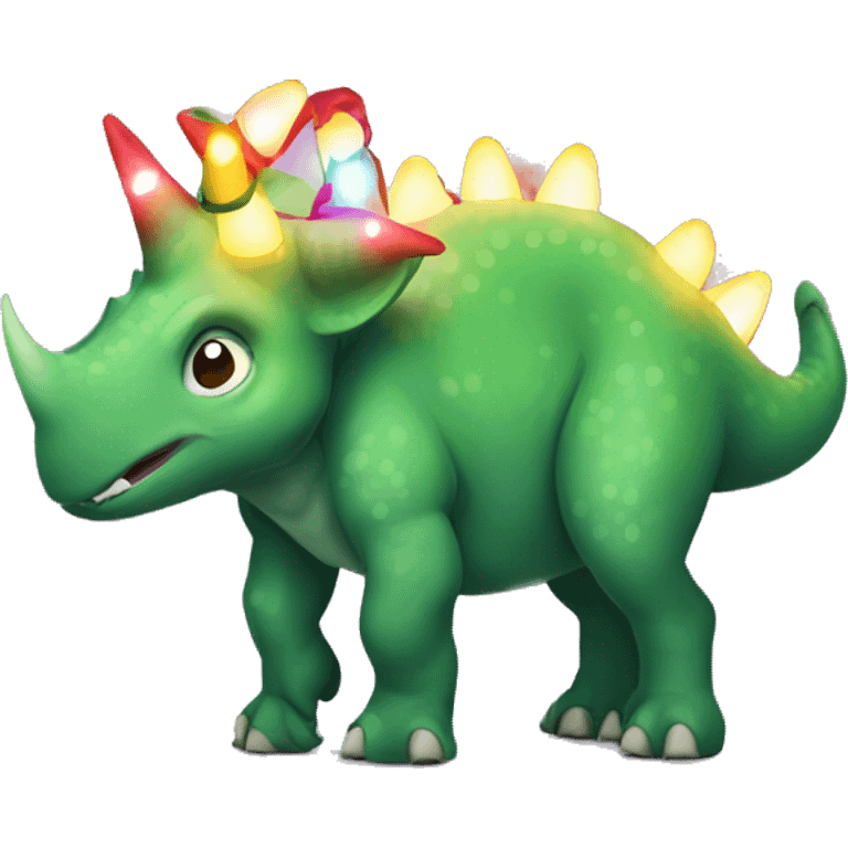 triceratops with Christmas lights emoji