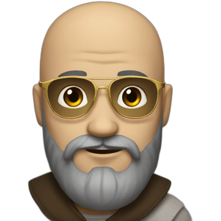 dark-haired man with bald viking beard and gold glasses emoji