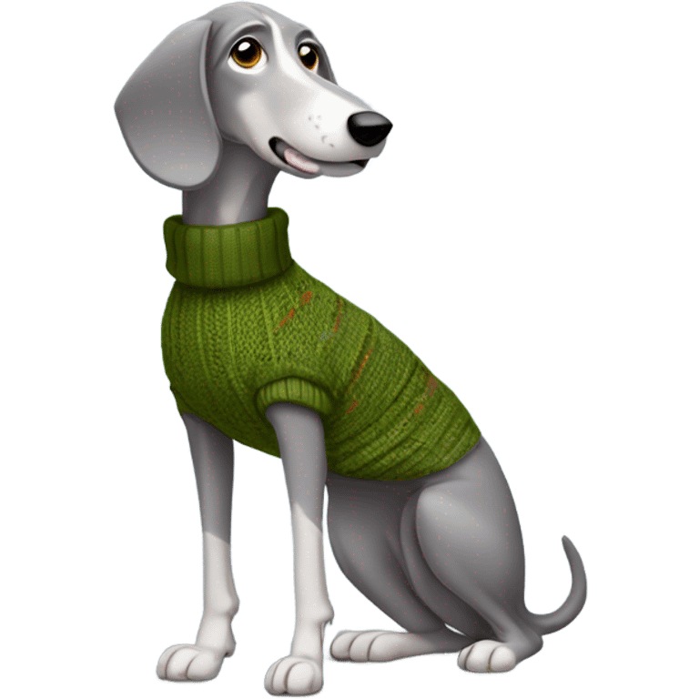 Full body Grey hound dog wearing a turtle neck sweater emoji