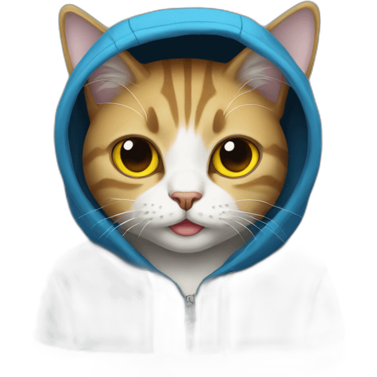 Cat in a hoodie in Ukrainian colors emoji