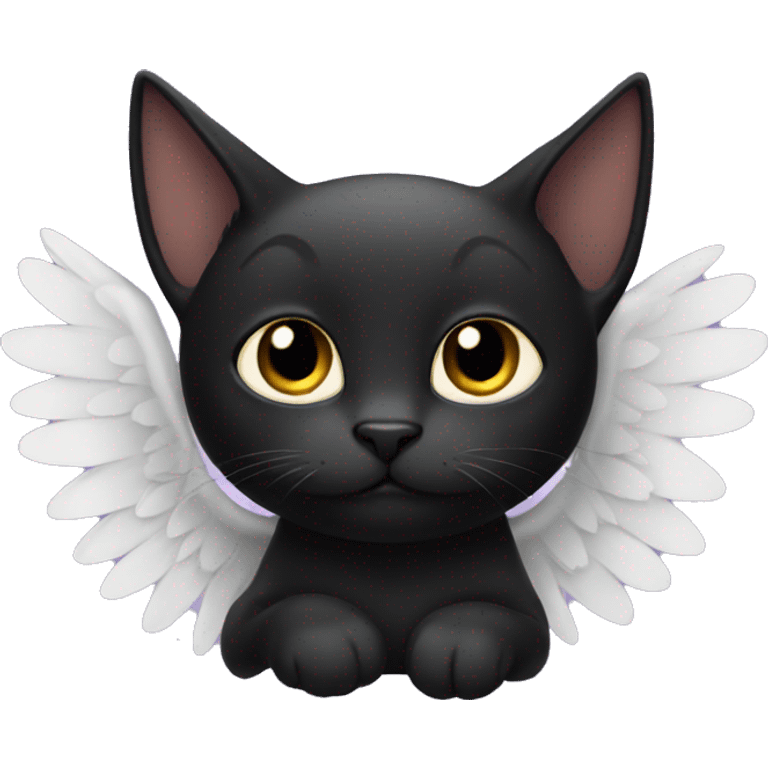 Black cat with angel wings emoji