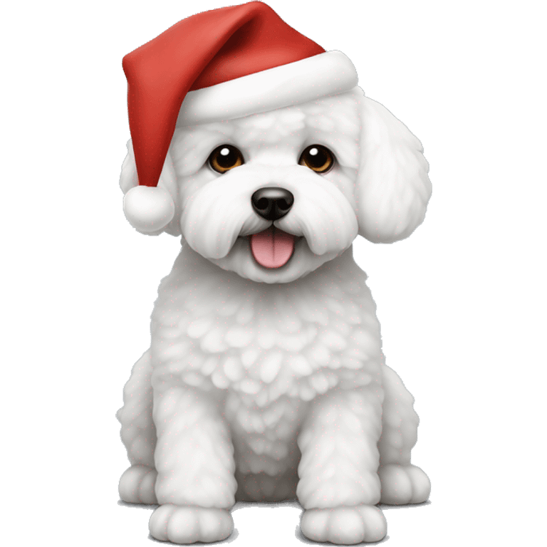 bichon dog-sitting-christmas hat emoji