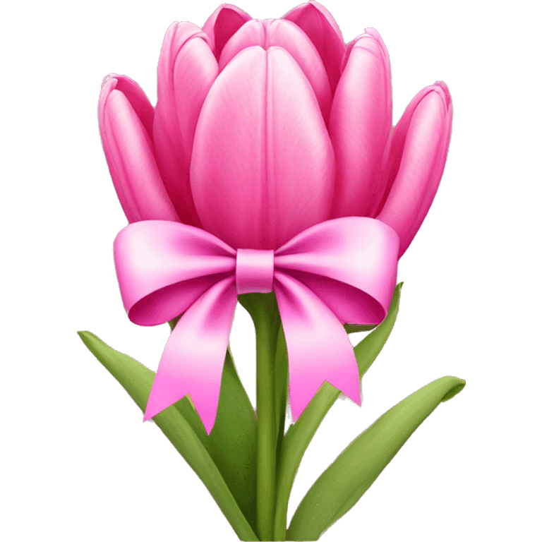 Pink tulips with a bow emoji