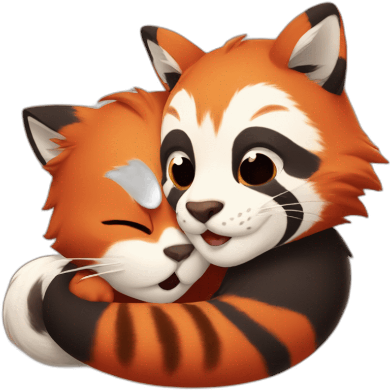 cat-cuddling-with-red-panda emoji