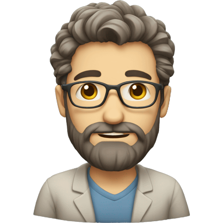 Profesor con pelo moreno, barba  emoji