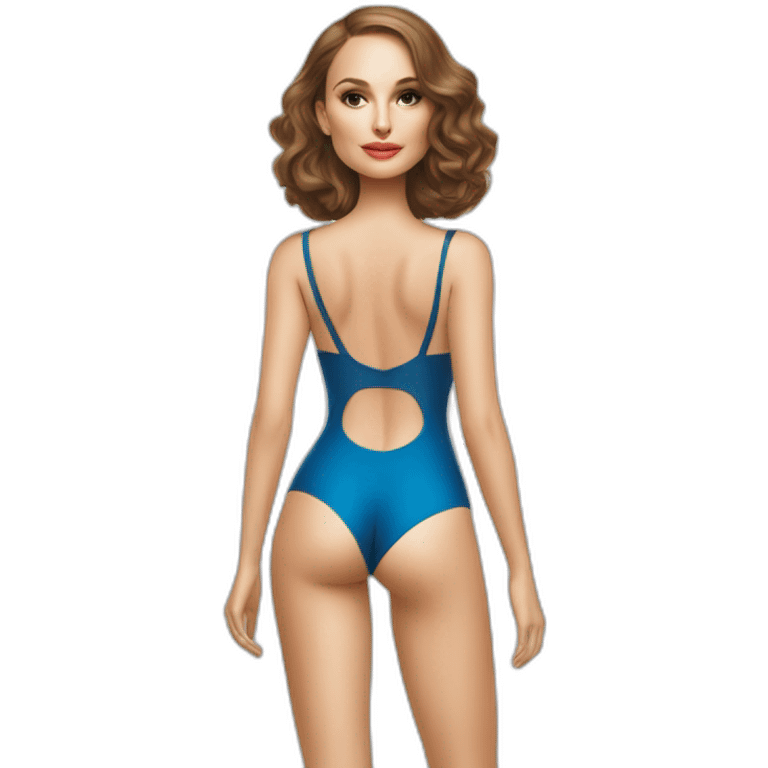 sexy natalie portman back on high heels swimming suit long legs posing emoji