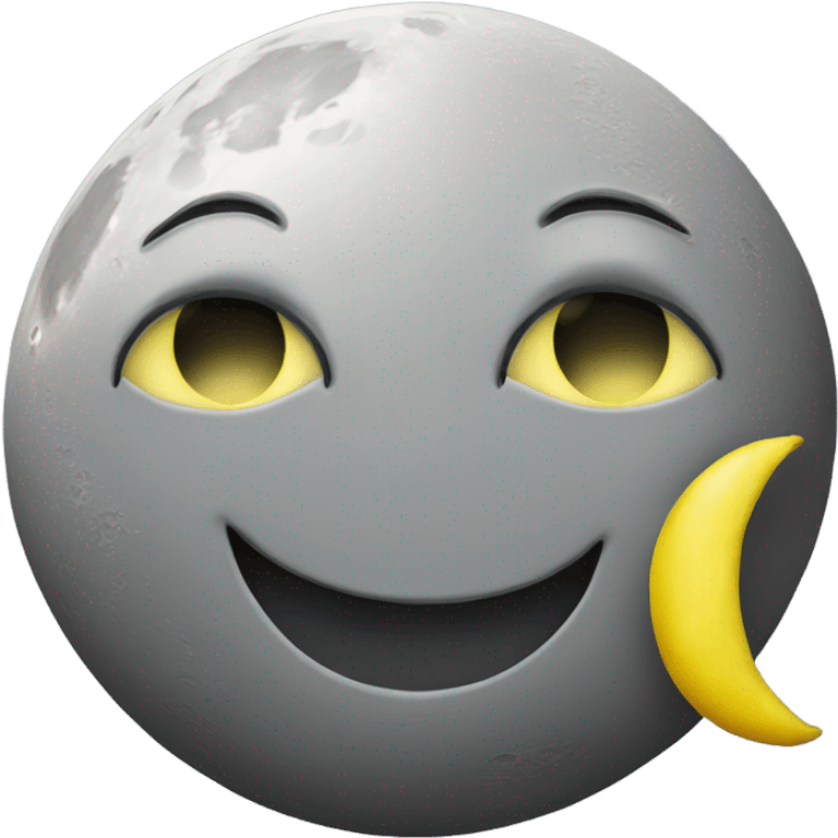 moon grey and full, with a lemon turning around the moon emoji