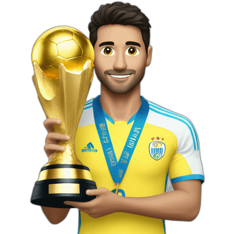 julian alvarez con la copa del mundo emoji