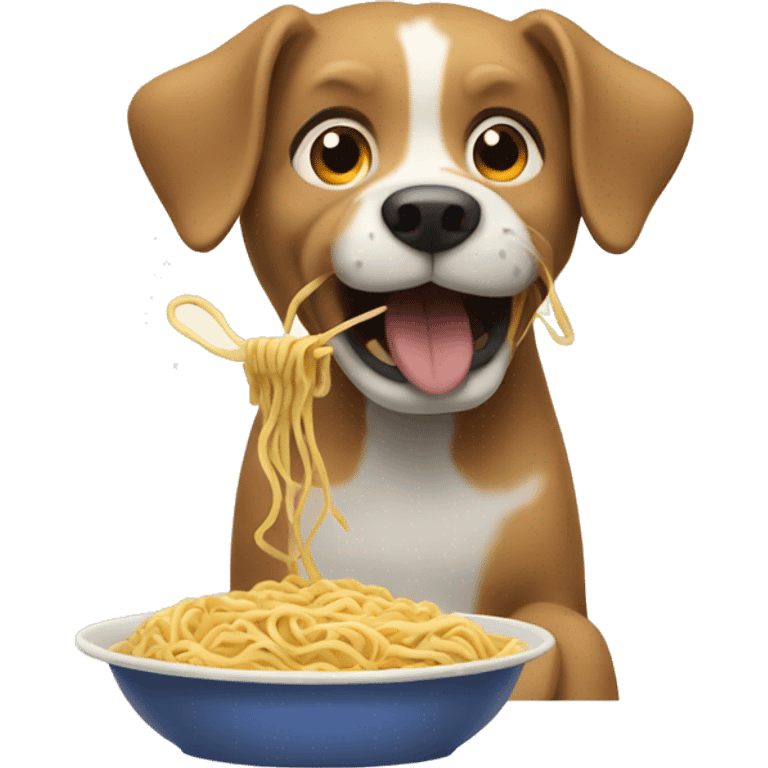 Dog eating noodles emoji