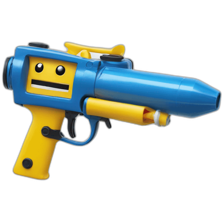 scared smiley metal water gun on head emoji