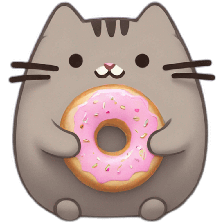 Pusheen holding donut emoji