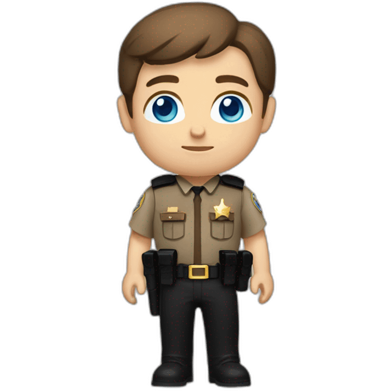 Deputy sheriff with short Brown hair and blue eyes and bulletproof vest and arms emoji