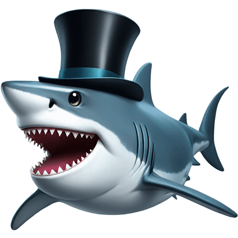 Shark with a top hat emoji