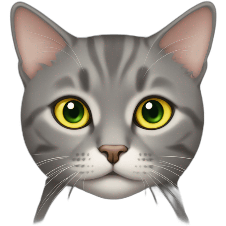 American short hair cat rubby- gray hair-yellow green eyes- The distance between the eyes is relatively far- a little bit fat emoji