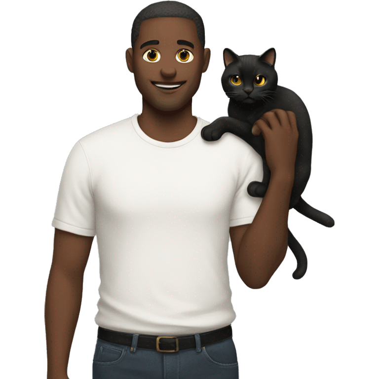 White men holding two black cats  emoji