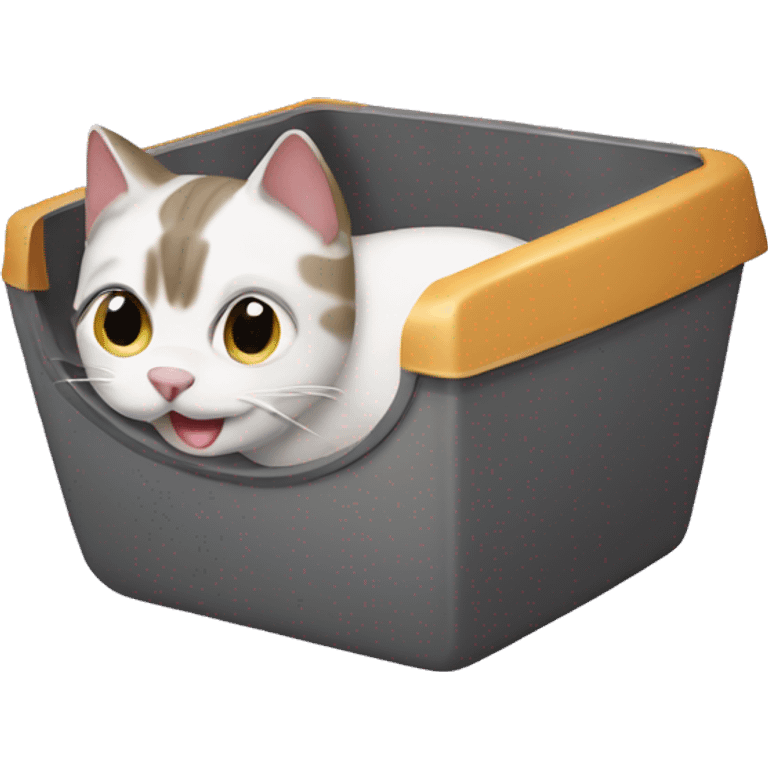 A cat pooping a litter box emoji