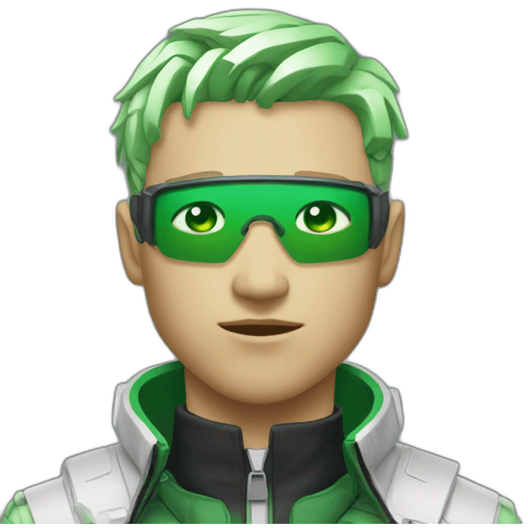 Cyberpunk White men with green gradient and short hair emoji