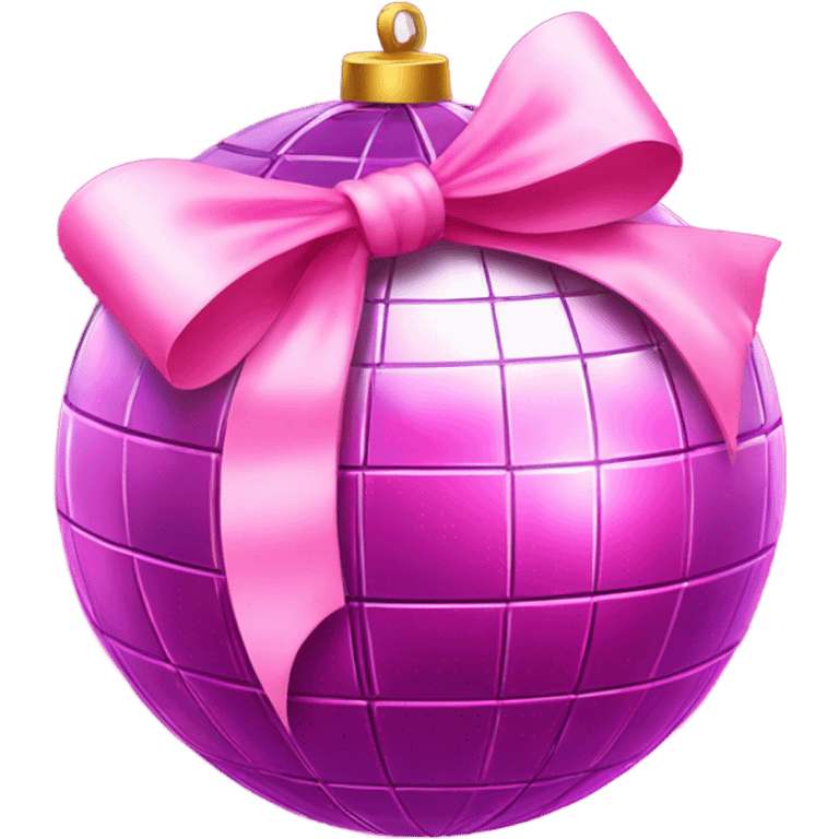 Disco ball with pink bow on top emoji