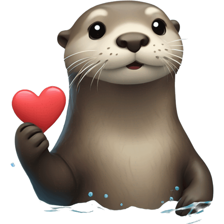 otter in water with a heart emoji