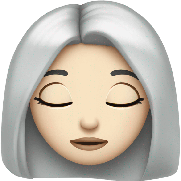 pale girl with long black hair sleeping  emoji