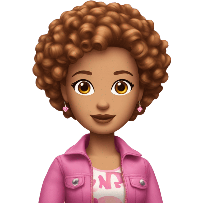 brown curly short hair barbie full body emoji