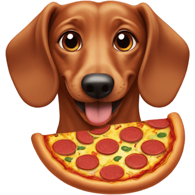 Dachshund eating pizza emoji