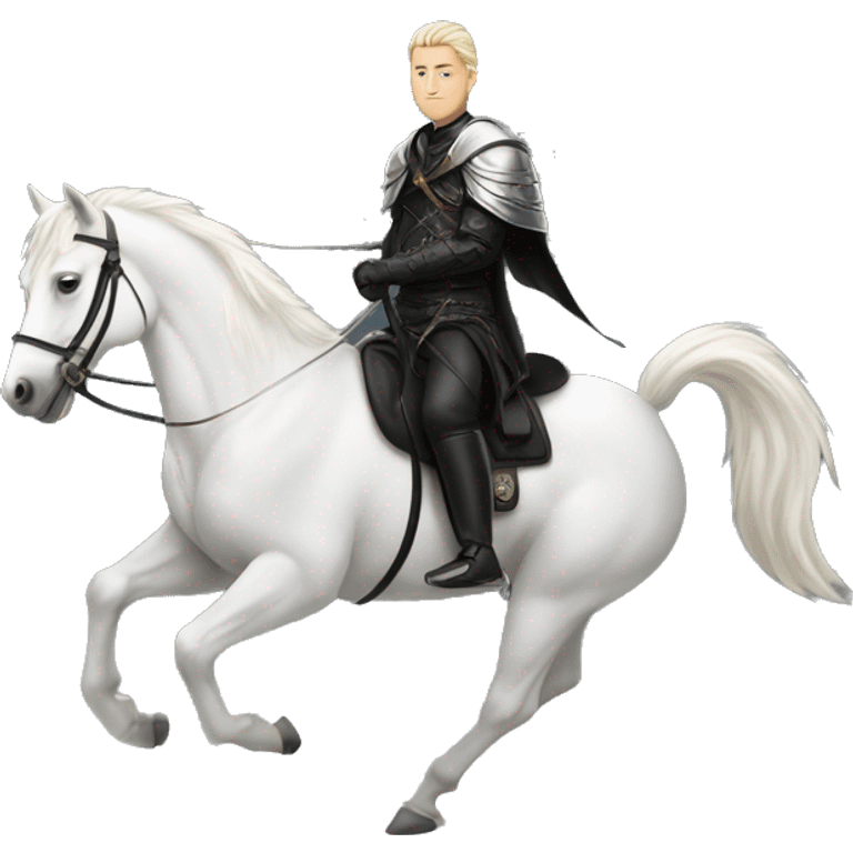 warrior in black suit riding on a white horse emoji