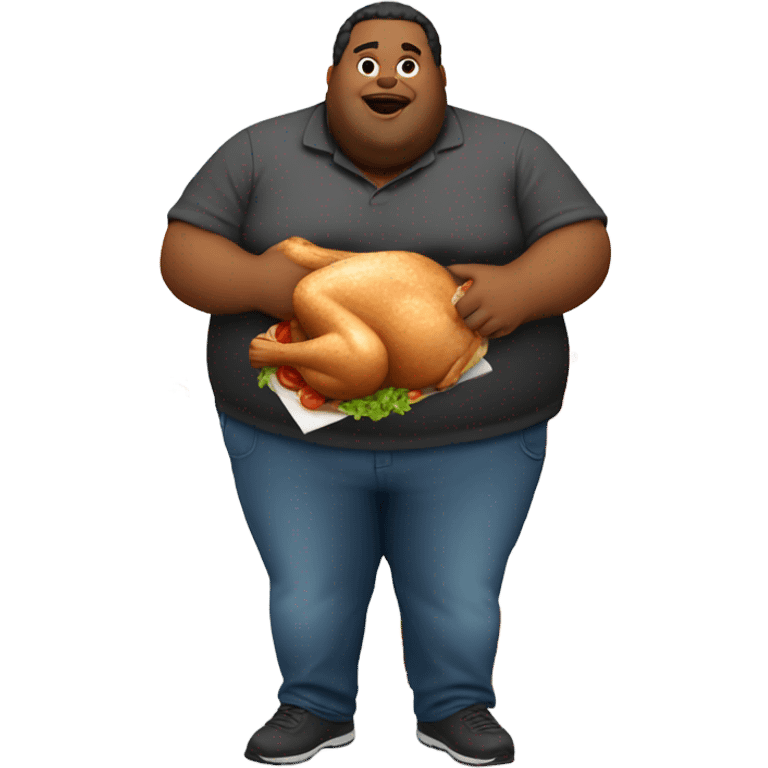 Fat guy eating a whole chicken  emoji