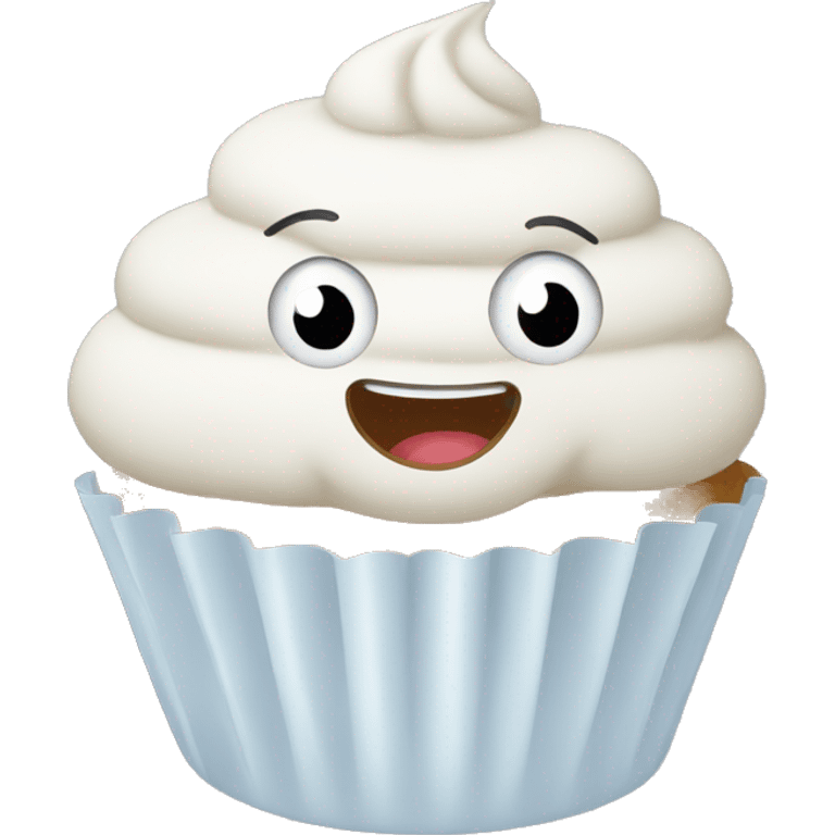 White cupcake with a happy face emoji