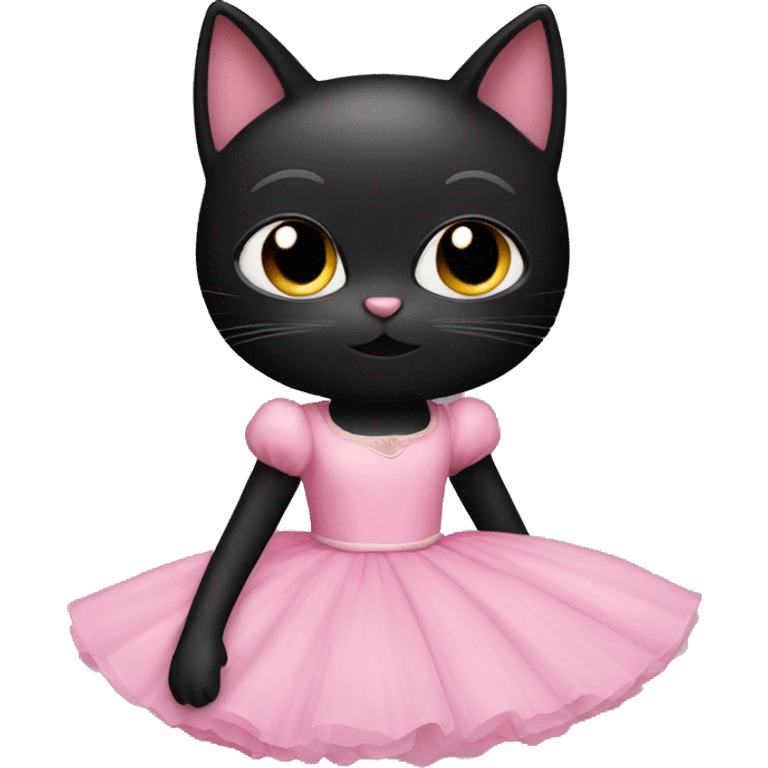 black cat in pink ballerina dress emoji