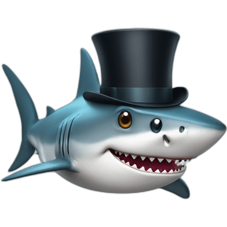 Shark with a top hat emoji