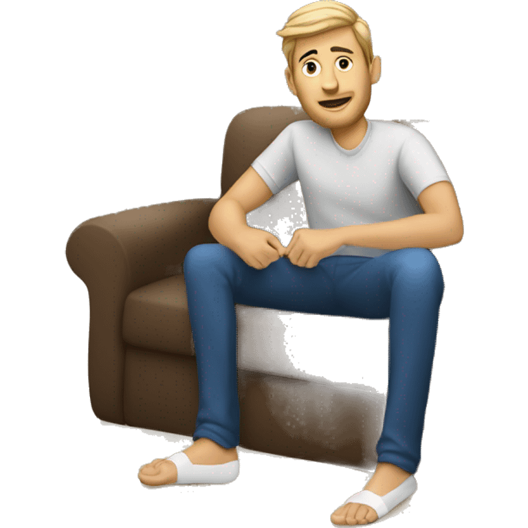 Create a European male on the couch with his feet on coffee table emoji