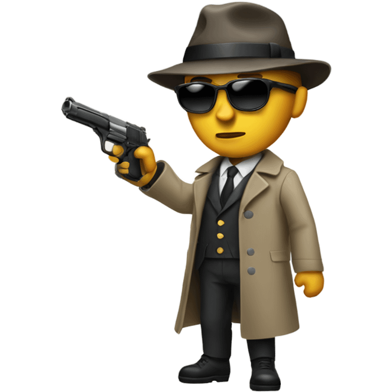 spy with a trench coat and a gun in hand emoji