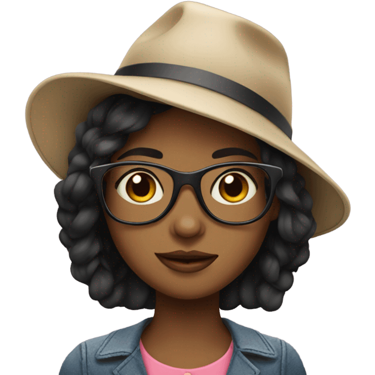 Girl in hat and glasses emoji