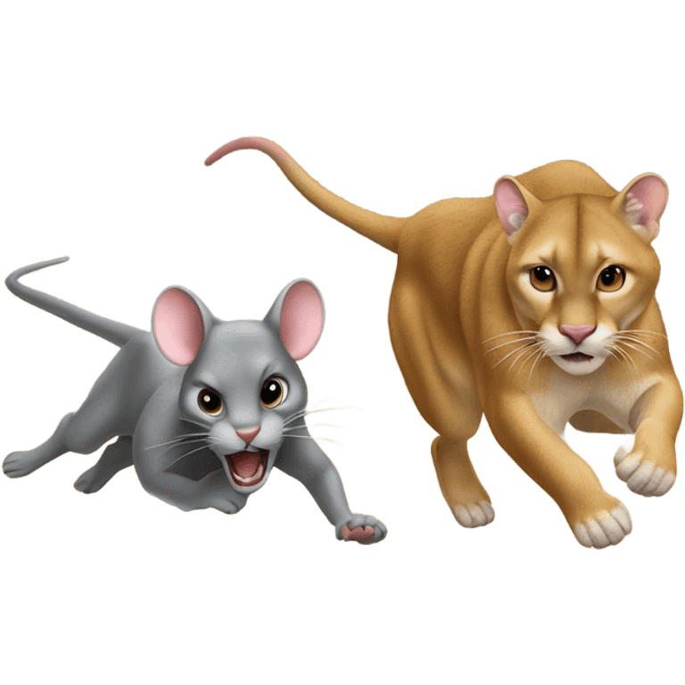 Mouse chasing cougar emoji