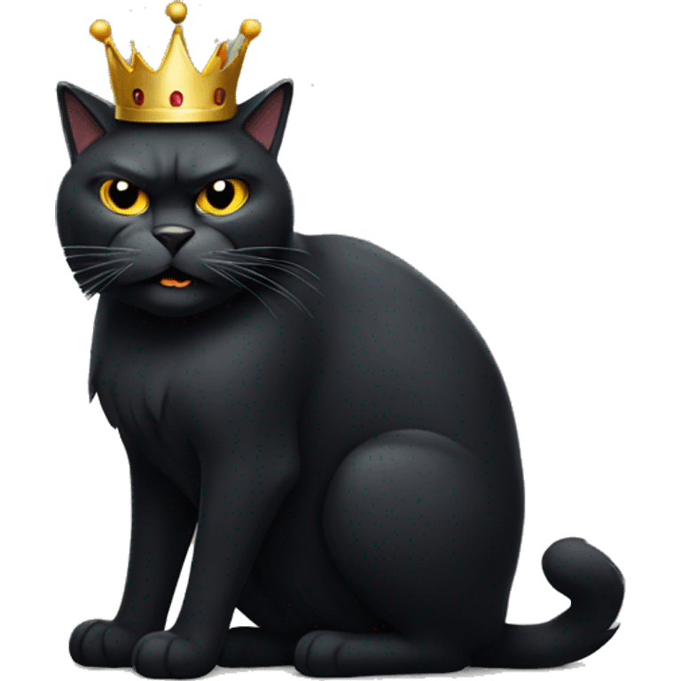 Big angry black cat with crown emoji