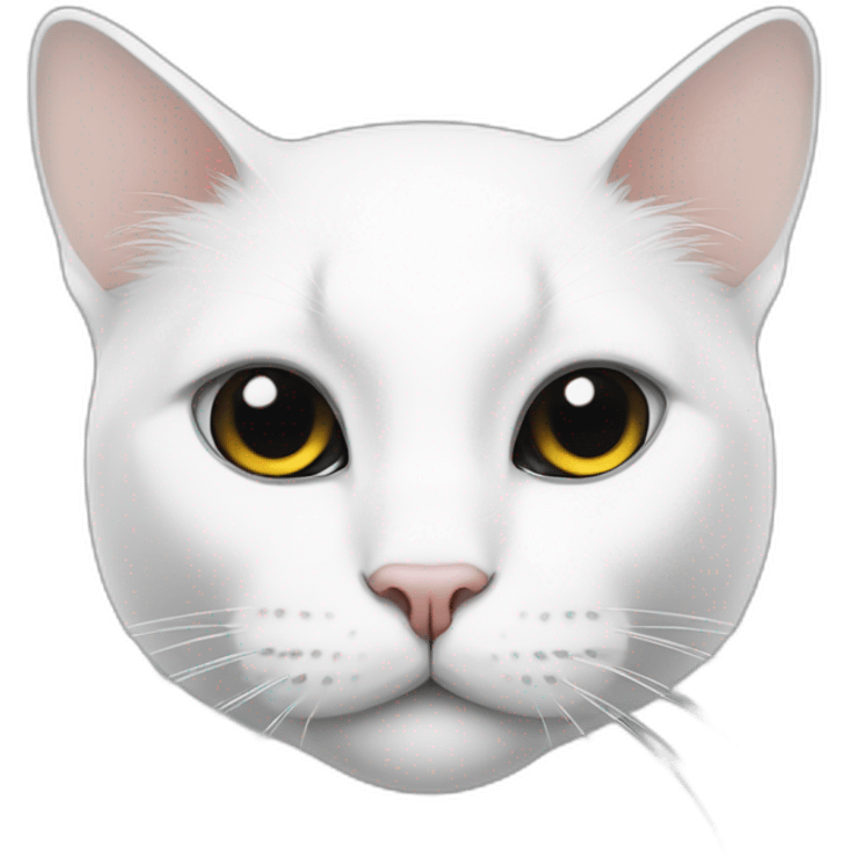 White cat having the left side of his face black emoji