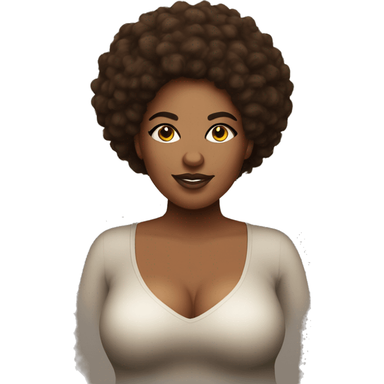 Plus size seductive woman brown skin and afro emoji